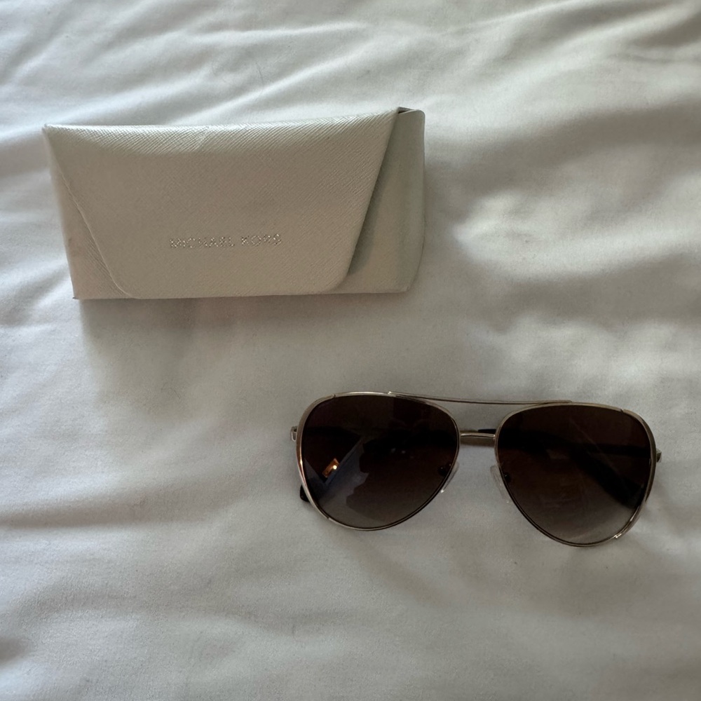 Michael Kors Gold and Brown Aviator Sunglasses